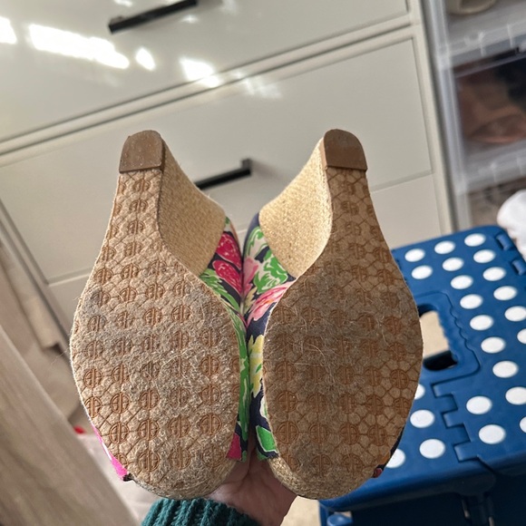 Lilly Pulitzer Floral Wedges - Pink, Green, Gold - Picture 4 of 7
